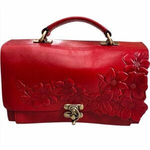 Patricia Nash Charonne leather red berry satchel